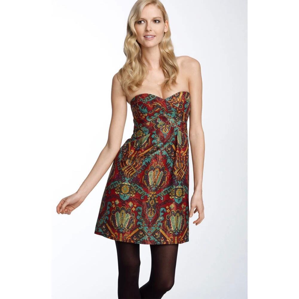 Nanette Lepore Kharma Metallic Silk Dress Size 10 Made in USA